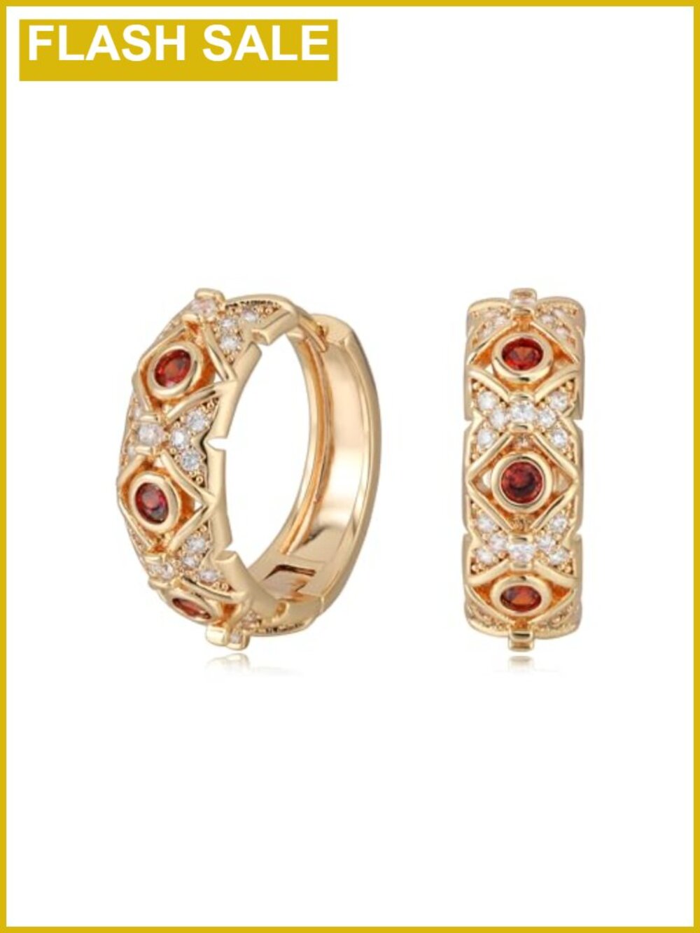 14K Gold Plated Cubic Zirconia Huggie Hoop Earrings